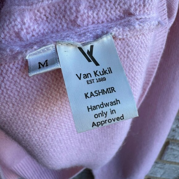 Van Kukil Kashmir Long Sleeve Turtleneck Cashmere Pink Sweater Women's Size M - Picture 4 of 10